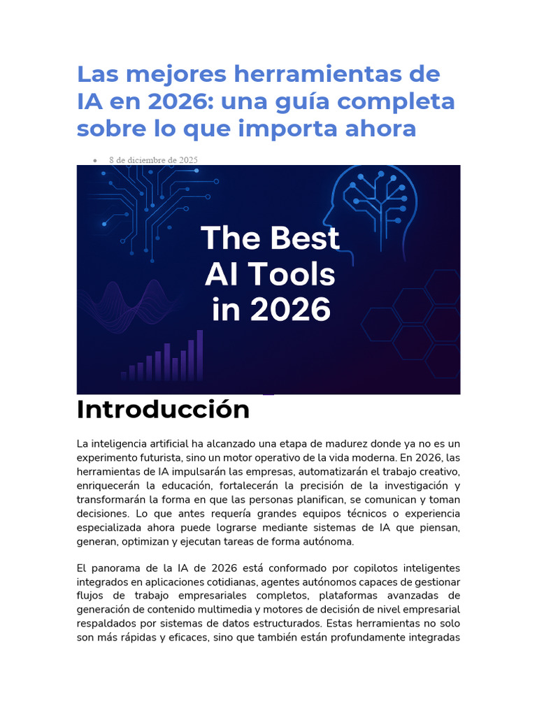 Herramientas de IA esenciales para 2026 | PDF | Inteligencia artificial ...