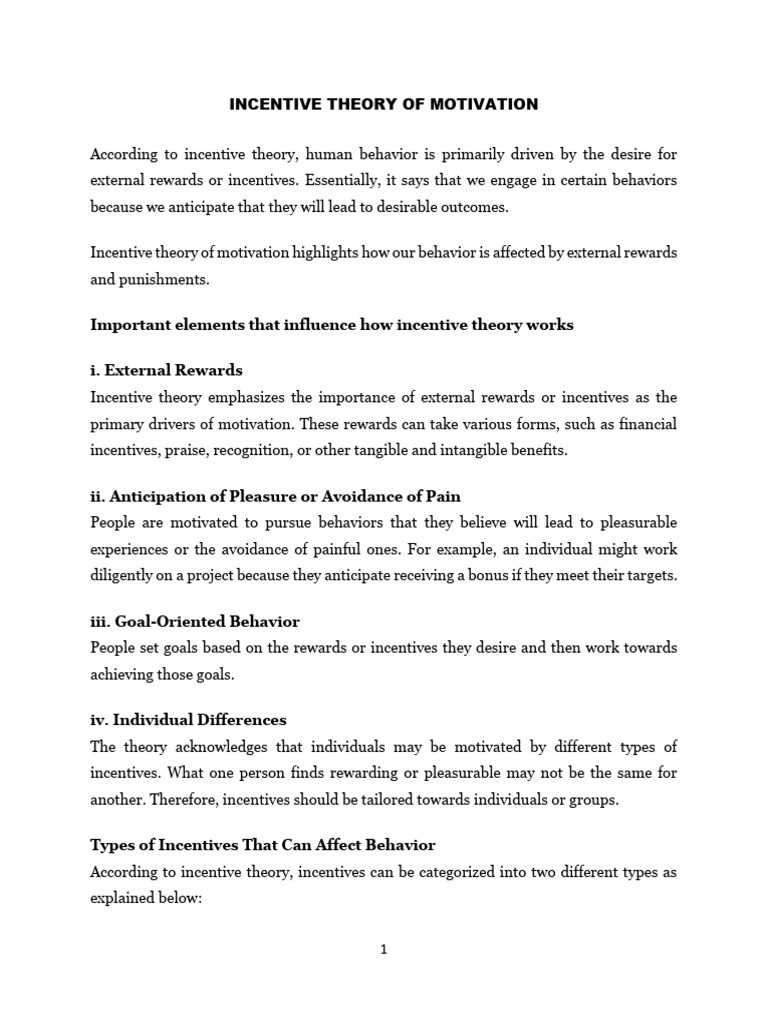 Understanding Incentive Theory of Motivation | PDF | Motivational ...