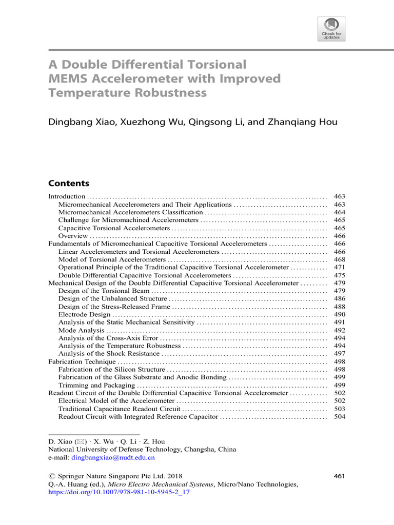 Double Differential MEMS Accelerometer | PDF | Accelerometer | Capacitor
