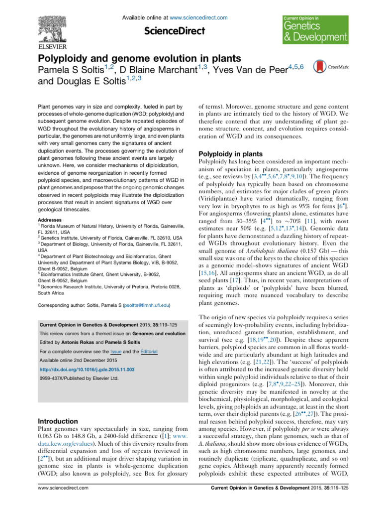 Polyploidy and Plant Genome Evolution | PDF | Gene Duplication | Ploidy