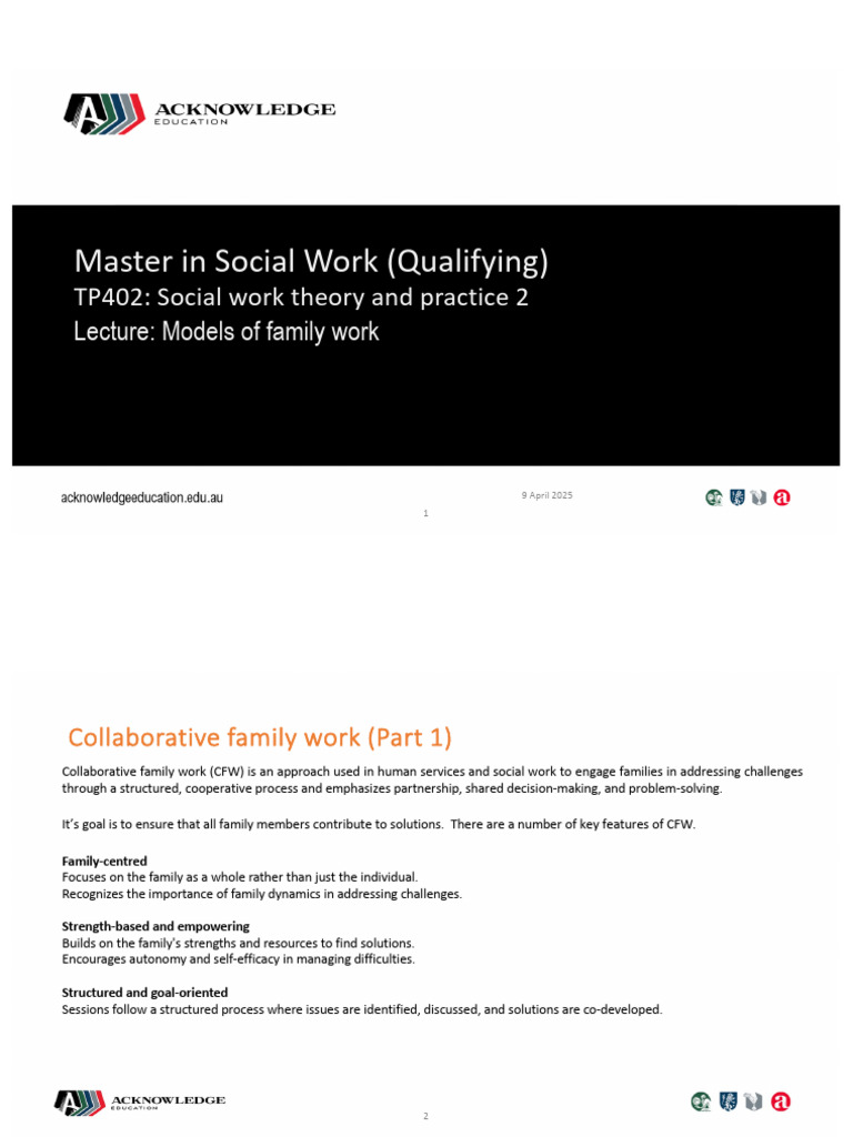 Collaborative Family Work in Social Work | PDF | Mediation | Family Therapy