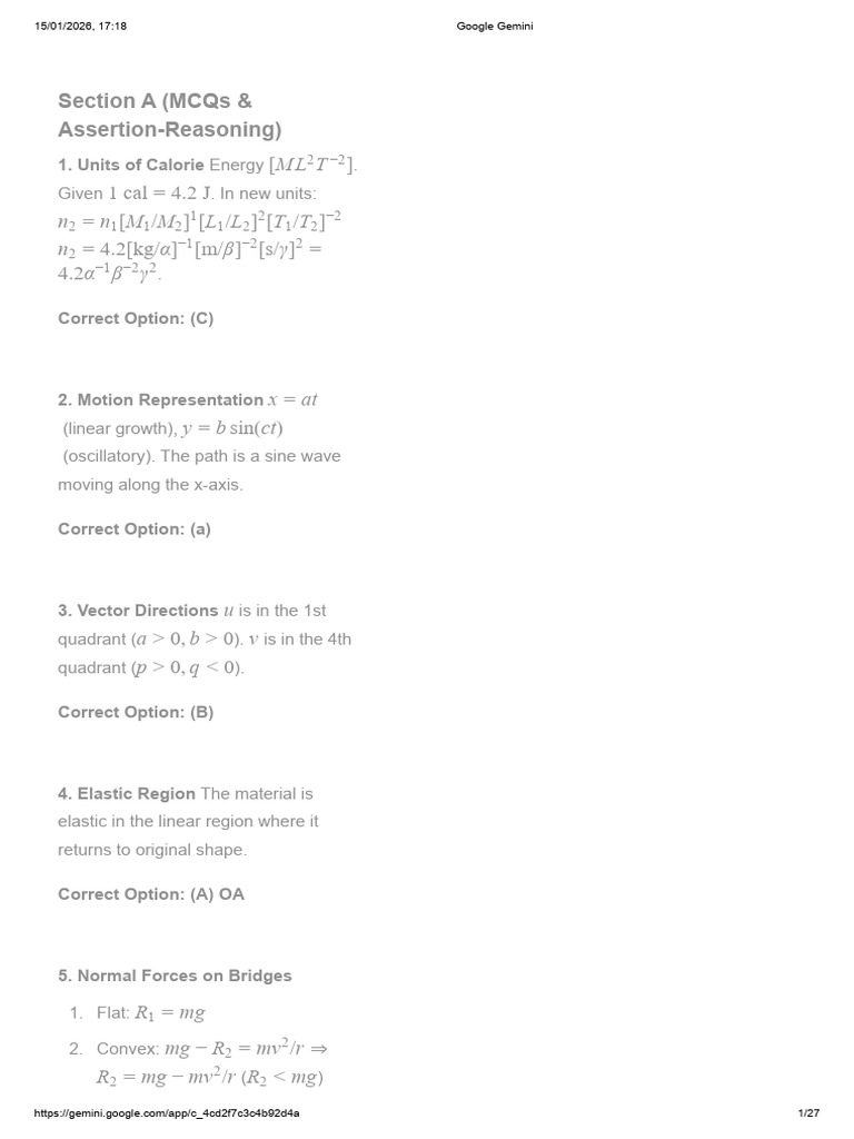 Physics Sample Paper Solutions 2025-26 | PDF | Torque | Pressure