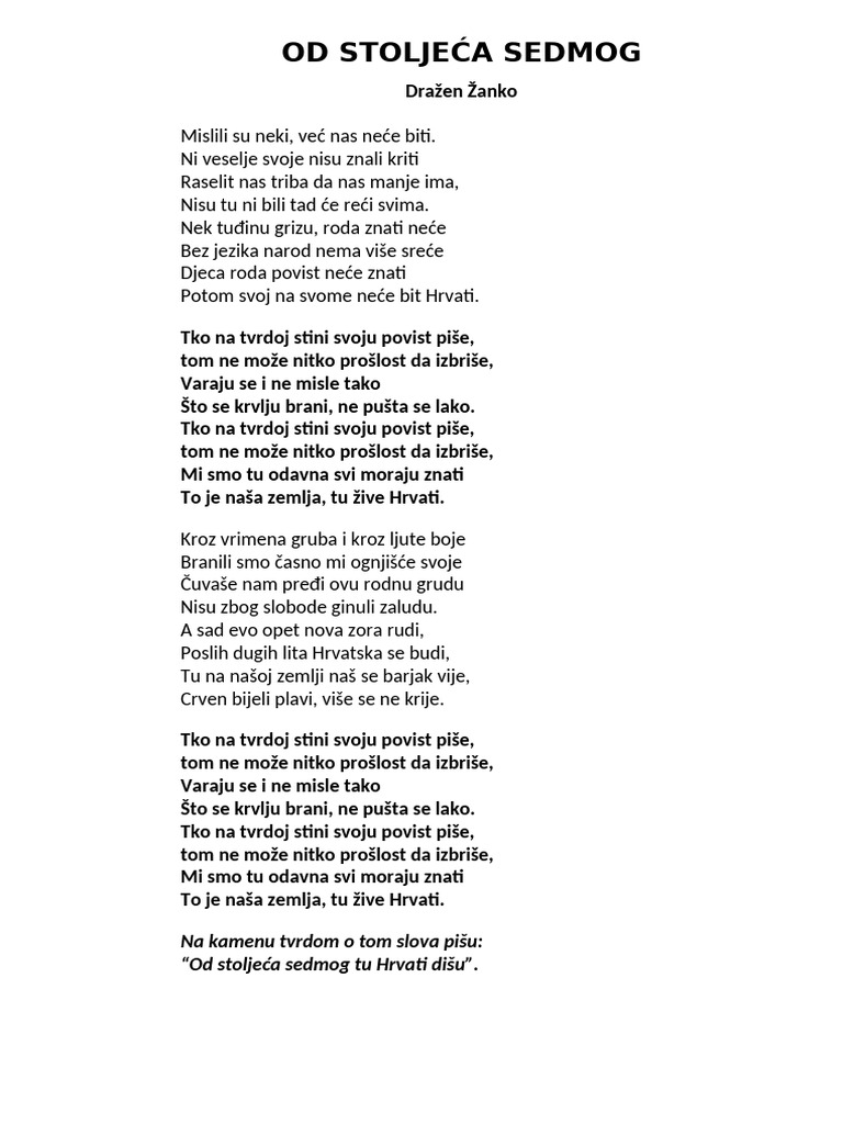 Drazen Zanko - Od Stoljeca Sedmog | PDF