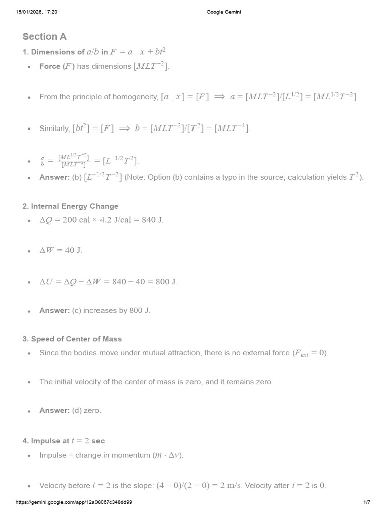 Physics Problem Solutions and Explanations | PDF | Applied And ...