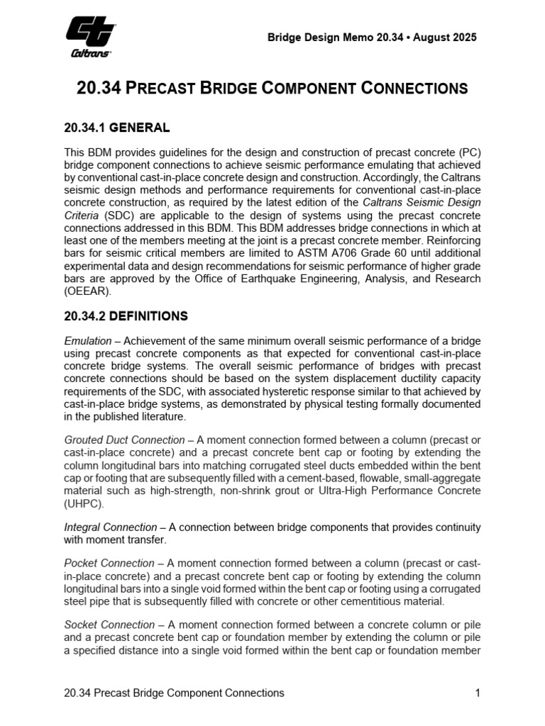 Precast Bridge Connection Guidelines | PDF | Concrete | Precast Concrete