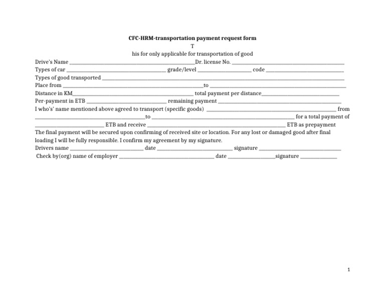 CFC. Agreemnt Fro Transoprtaion of Goods | PDF