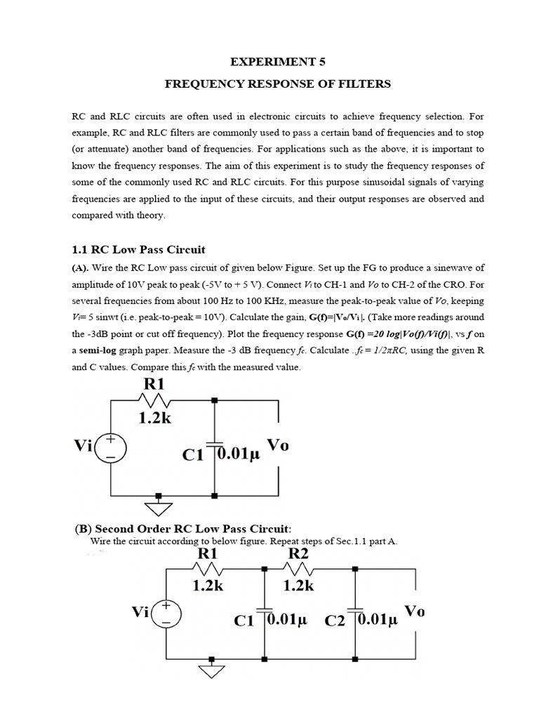 Frequency Response of RC and RLC Filters | PDF