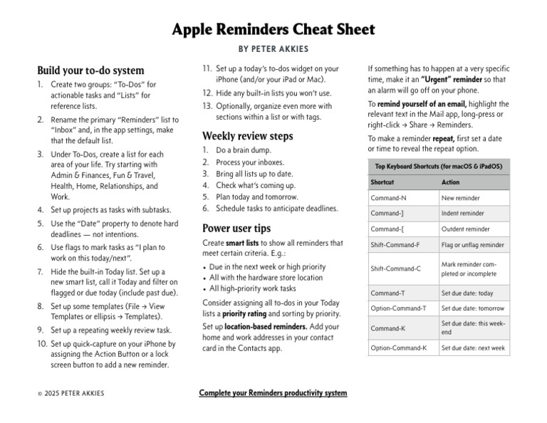 Apple Reminders Productivity Guide | PDF | Tablet Computer | Smartphone