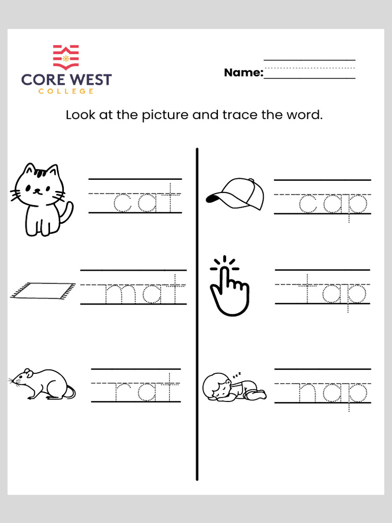 Tracing Words (-At, - AP) | PDF