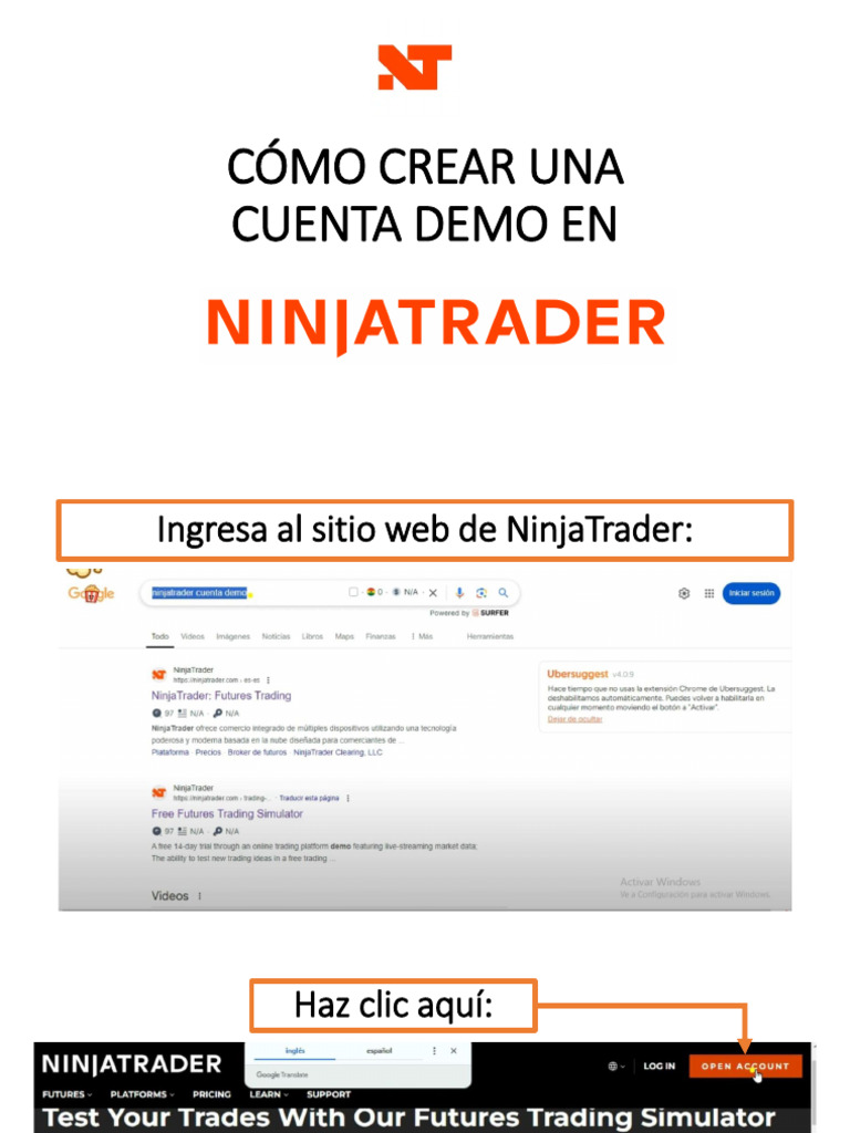 CÓMO CREAR UNA CUENTA DEMO EN NINJATRADER | PDF