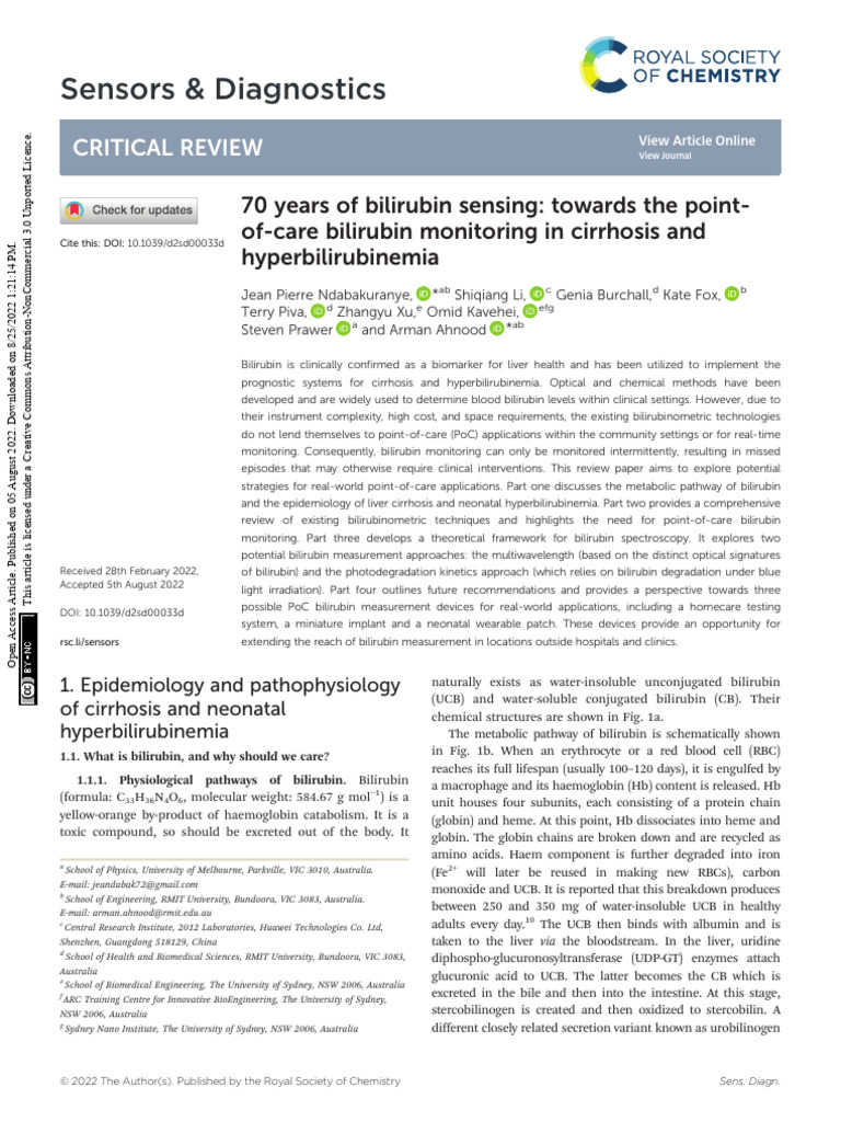 70 years of bilirubin sensing_towards the point-of-care bilirubin ...