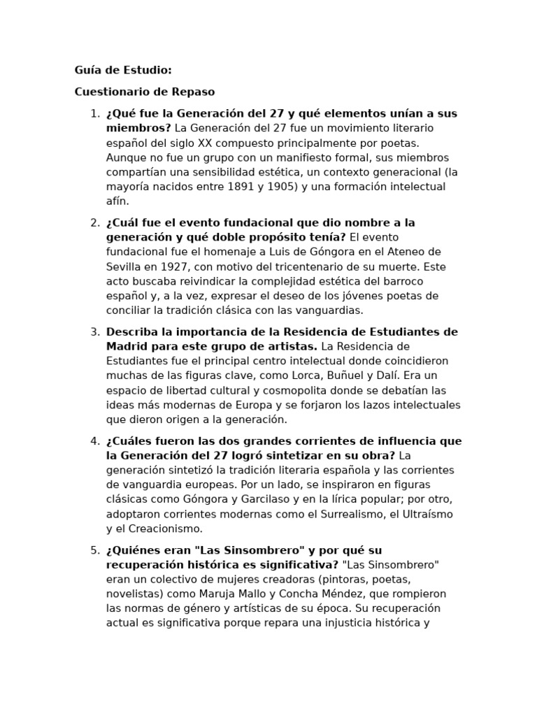 Evolución y legado de la Generación del 27 | PDF
