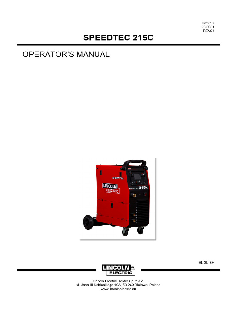 SPEEDTEC 215C Operator's Manual | PDF | Welding | Construction