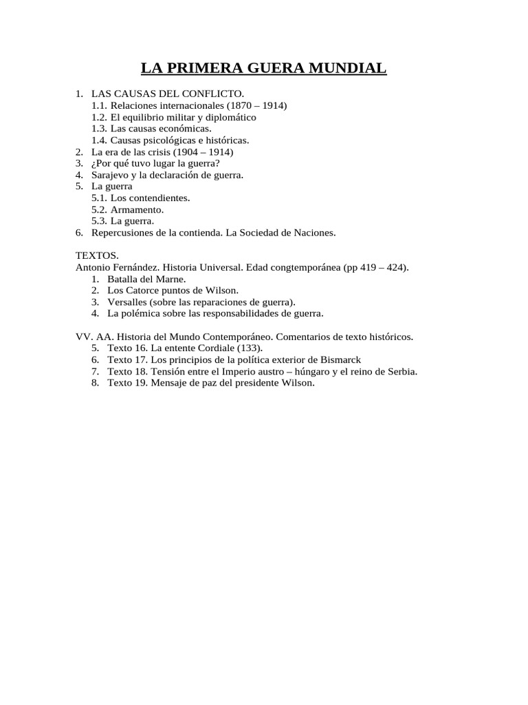 Causas y Consecuencias de la Primera Guerra Mundial | PDF | Austria ...