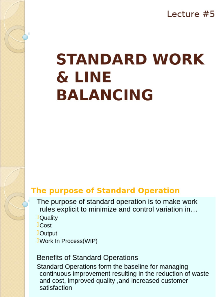 Standard Work and Line Balancing Guide | PDF | Secondary Sector Of The ...