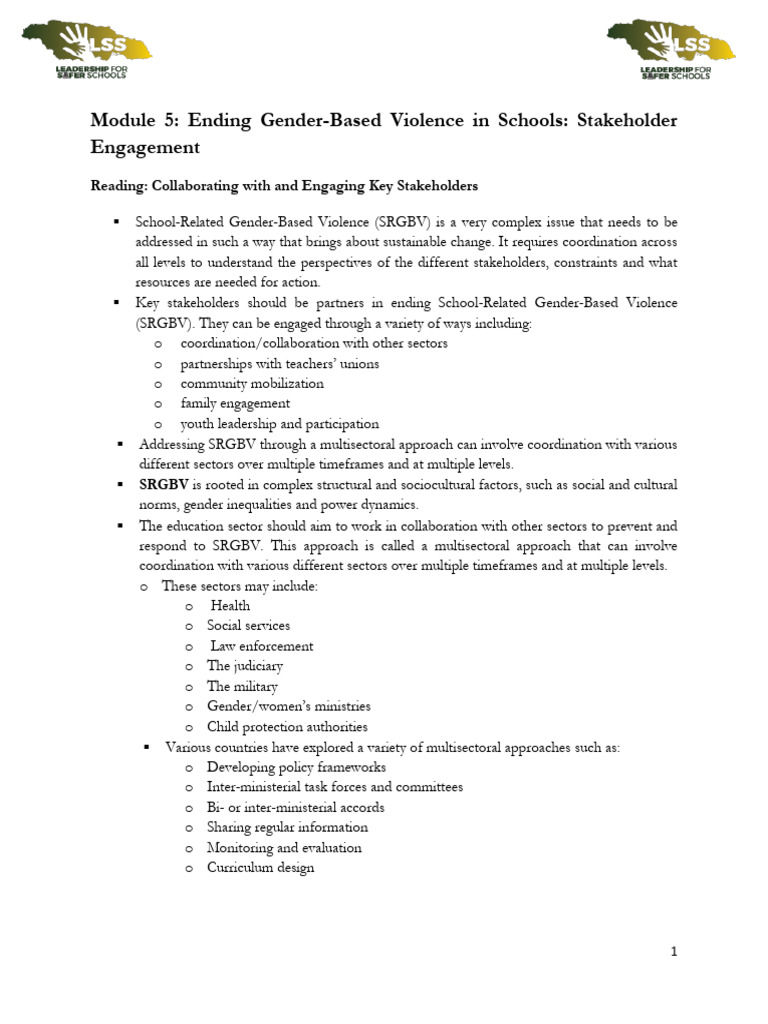 Ending Gender-Based Violence in Schools | PDF