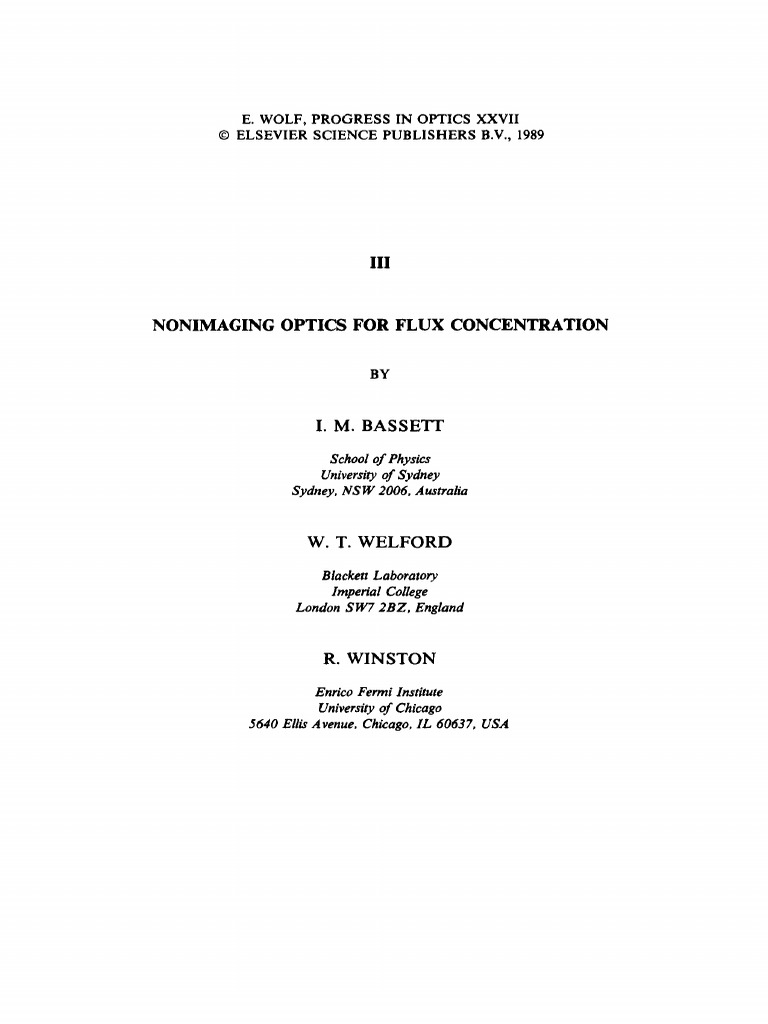 Nonimaging Optics for Flux Concentration | PDF | Optics | Mirror