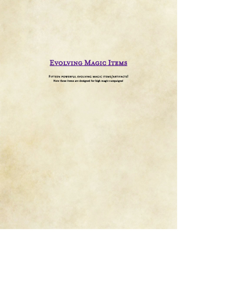 Evolving Magic Items for High Magic Campaigns | PDF | Bow And Arrow | Sword