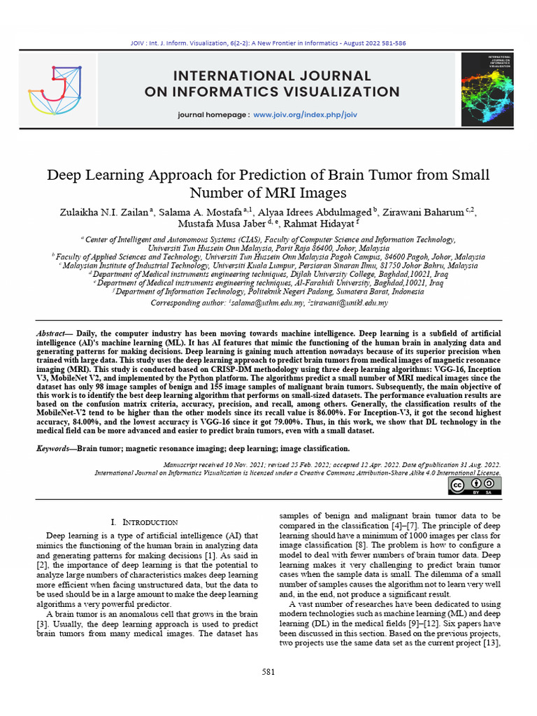 Deep Learning for Brain Tumor Prediction | PDF | Machine Learning ...