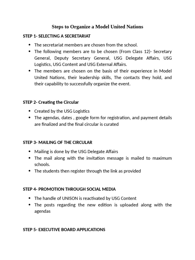 Organizing a Model UN: Step-by-Step Guide | PDF