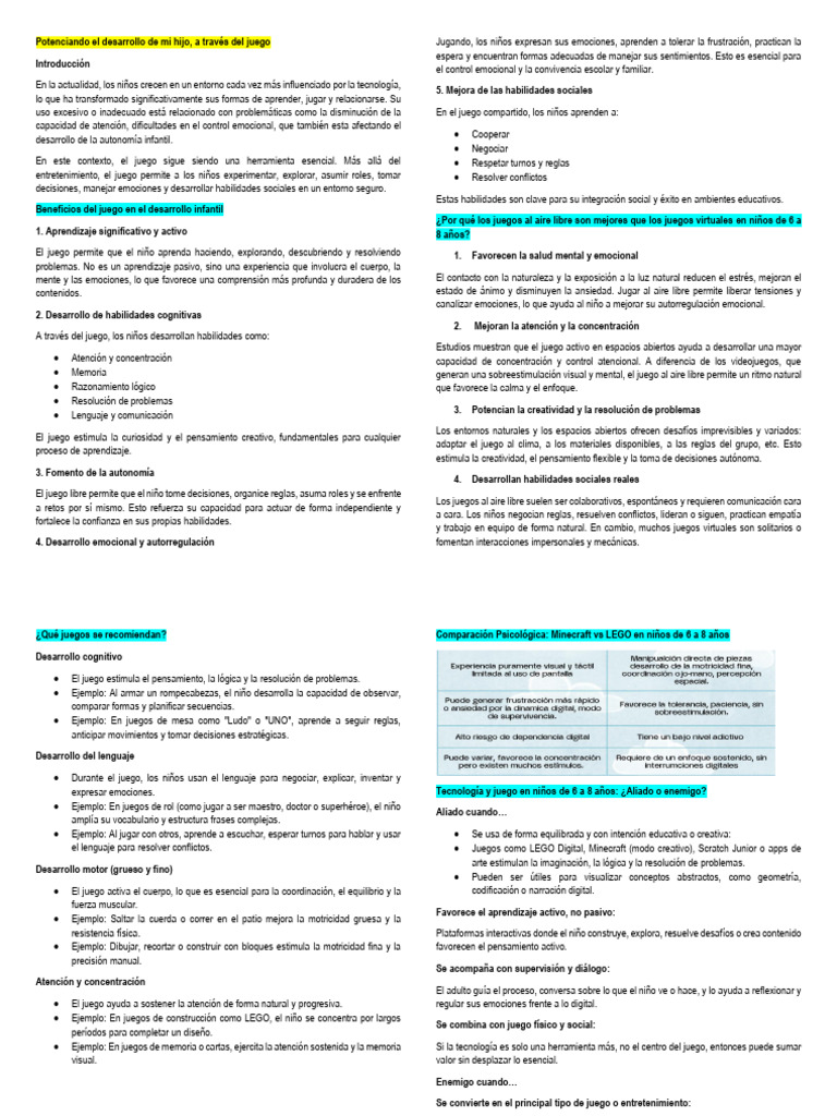 Desarrollo infantil a través del juego | PDF | Las emociones ...