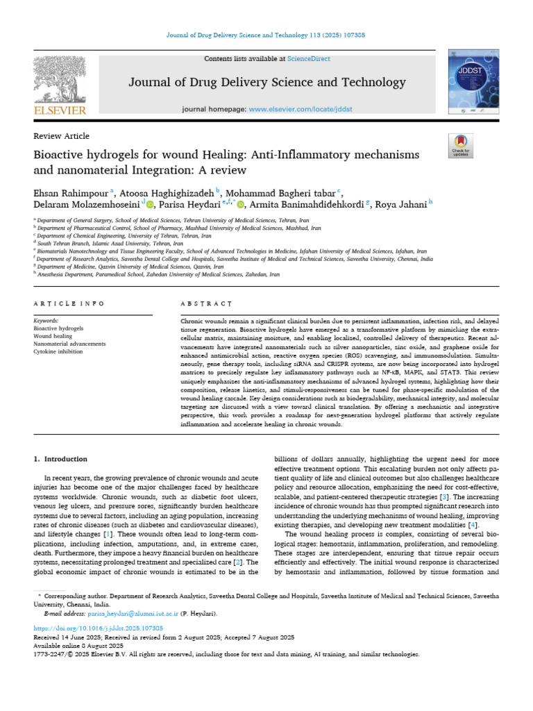 1. Bioactive Hydrogels for Wound Healing Anti-Inflammatory Mechanisms ...