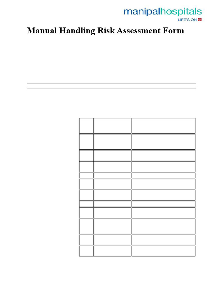Manual Handling Risk Assessment Form | PDF