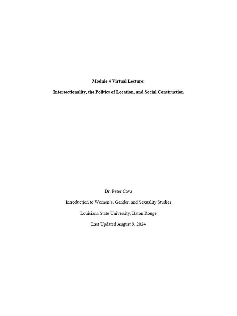 M4VL240809 | PDF | Intersectionality | Gender