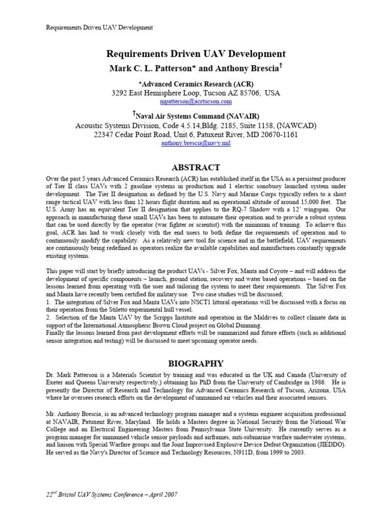 UAV Development for Military Applications | PDF | Unmanned Aerial Vehicle