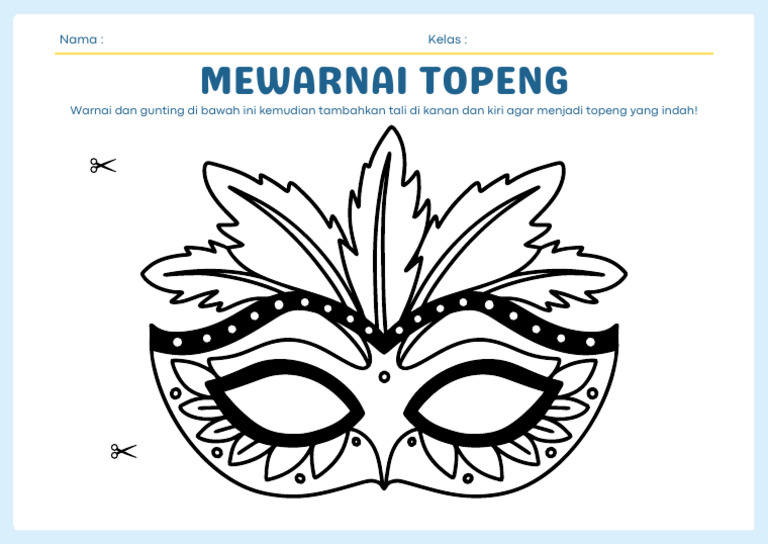 Lembar Kerja Mewarnai Topeng Dalam Gaya Ilustratif Biru - 20251106 ...