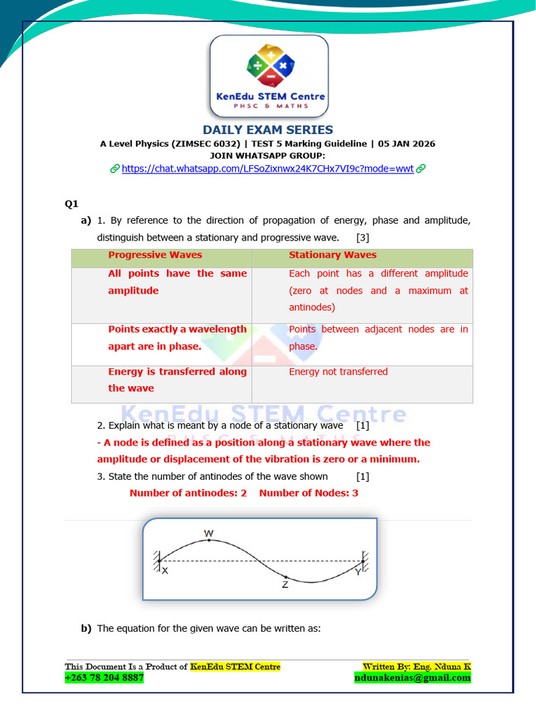 A Level Physics Test 5 Guidelines | PDF | Resonance | Waves