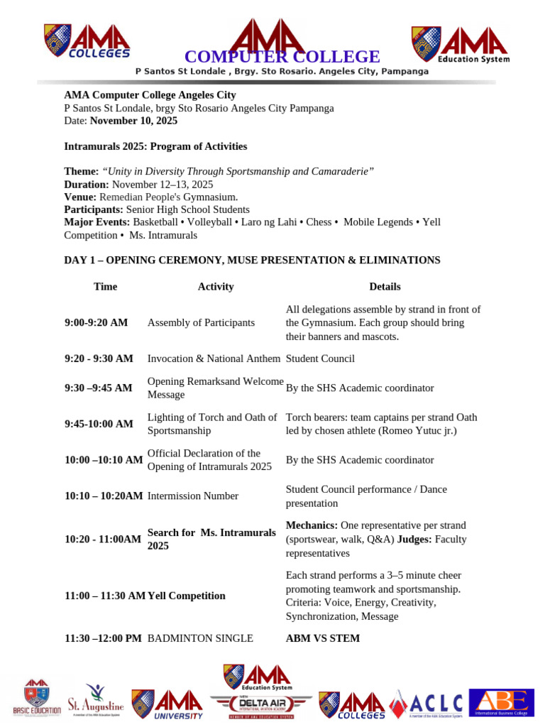 Intramurals 2025 Program Overview | PDF | Sports | Multi Sport Events