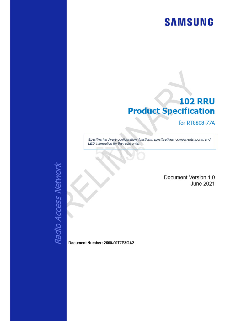 RT8808-77A RRU Product Specs Guide | PDF | Humidity | Electrical ...