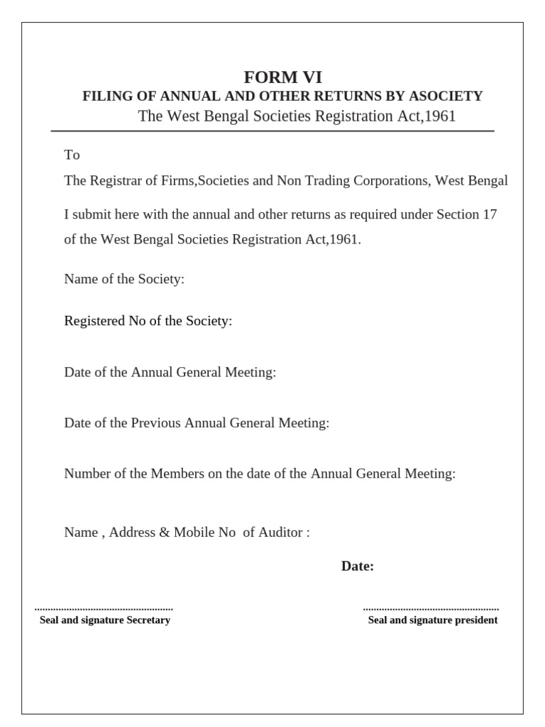 Annual Returns Filing for Societies | PDF