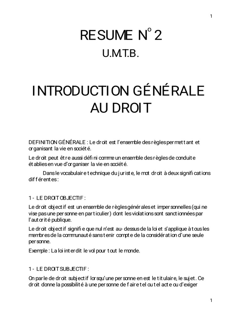 Introduction au Droit et ses Fondements | PDF | Droit privé | Droits de ...