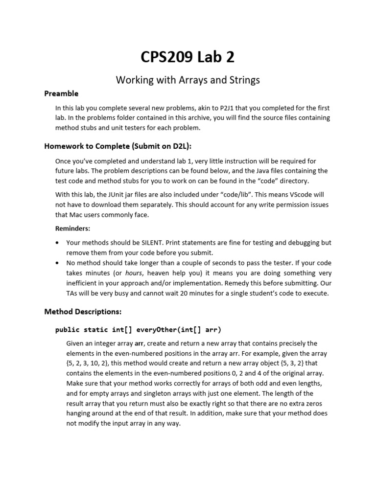 Java Lab 2: Arrays and Strings Tasks | PDF | String (Computer Science ...