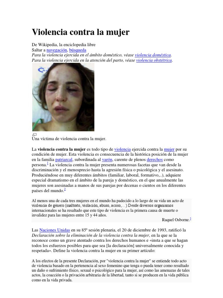 Violencia de Género: Un Problema Global | PDF | La violencia contra las ...