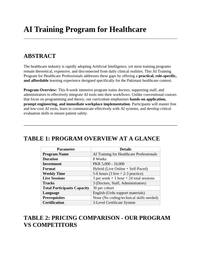 AI Training for Healthcare Professionals | PDF | Artificial ...