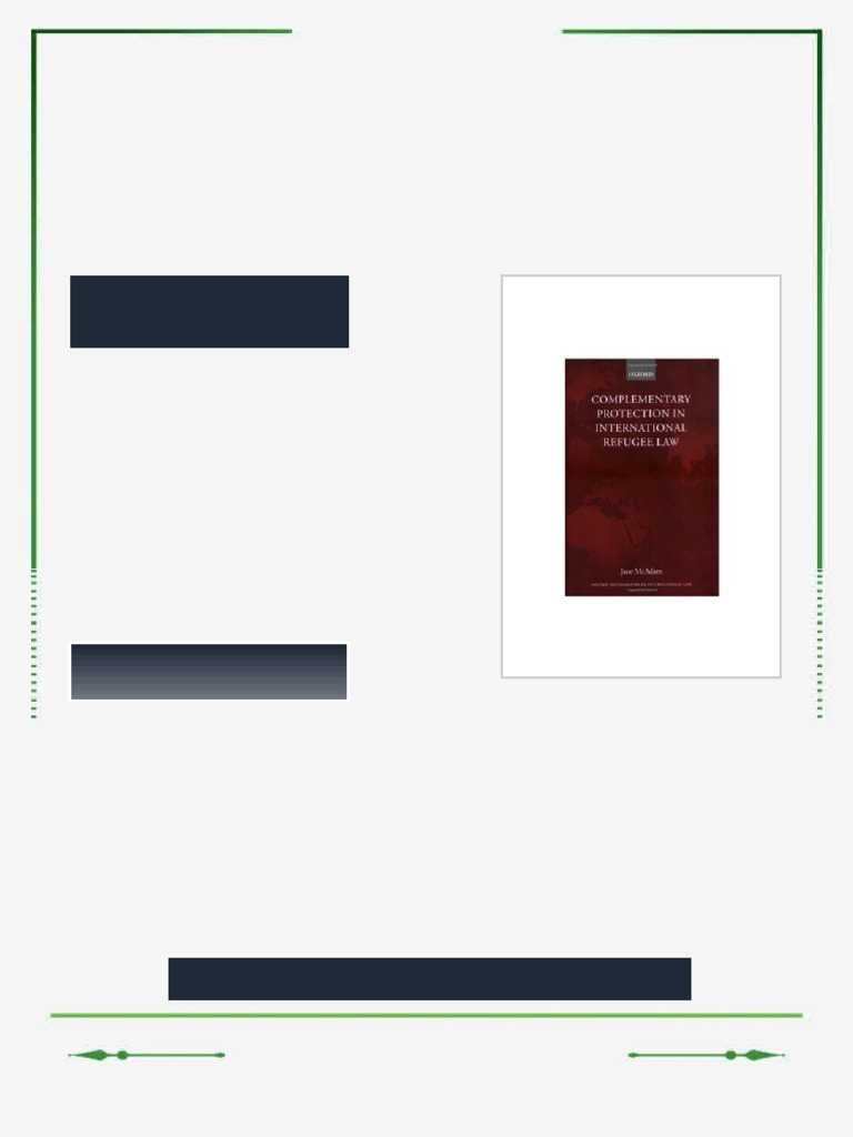 Complementary Protection in International Refugee Law First Edition ...