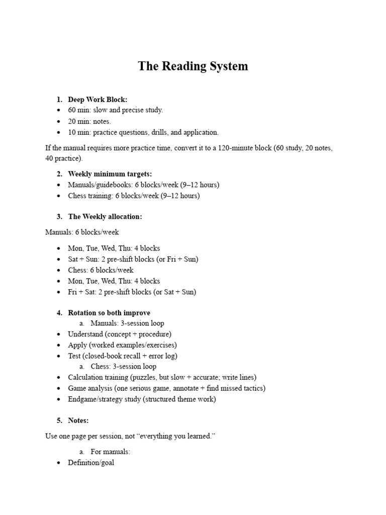 Effective Study Plan for Manuals and Chess | PDF