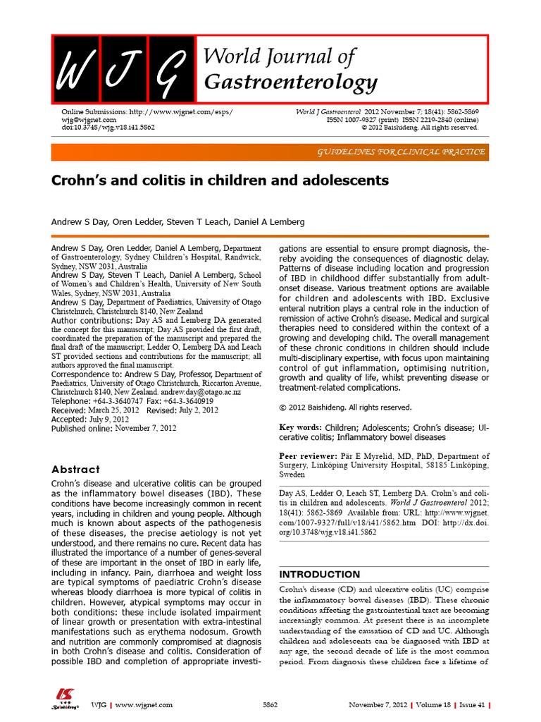 Pediatric Crohn's and Colitis Overview | PDF | Inflammatory Bowel ...