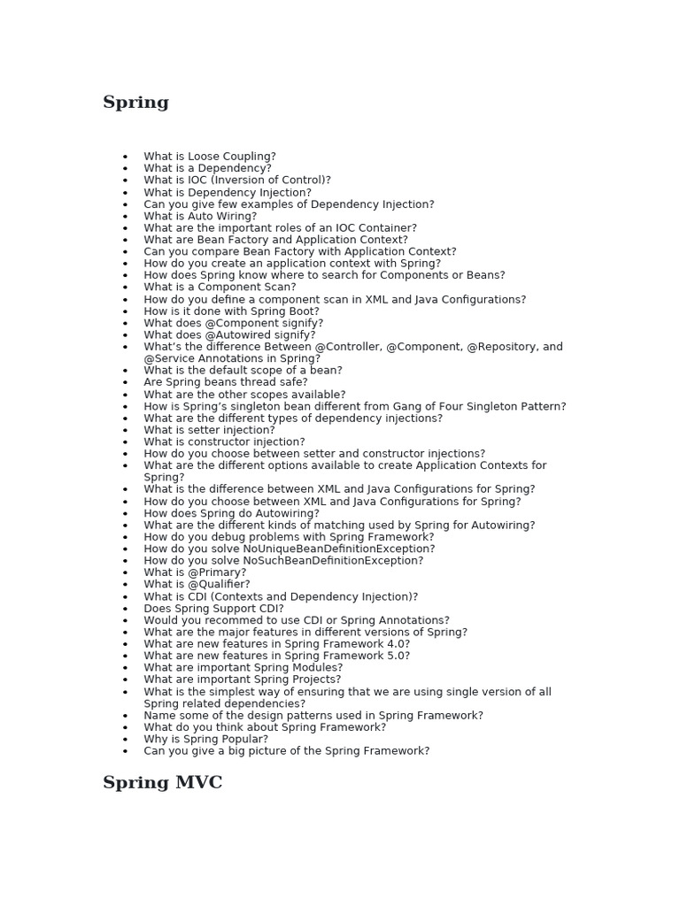 Comprehensive Guide to Spring Framework | PDF | Spring Framework ...