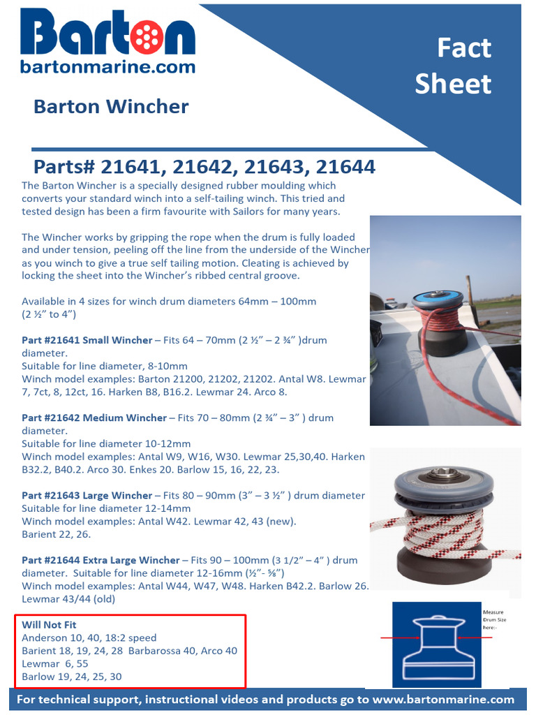 Barton Wincher Self-Tailing Winch Guide | PDF