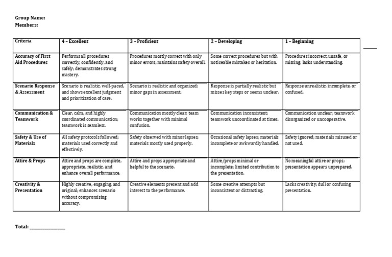 First Aid Performance Evaluation Criteria | PDF