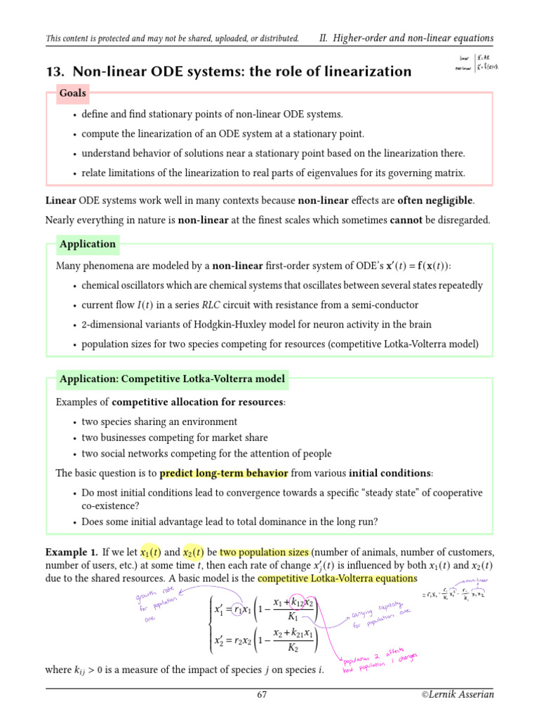 Non-linear ODE Systems and Stability Analysis | PDF | Stability Theory ...