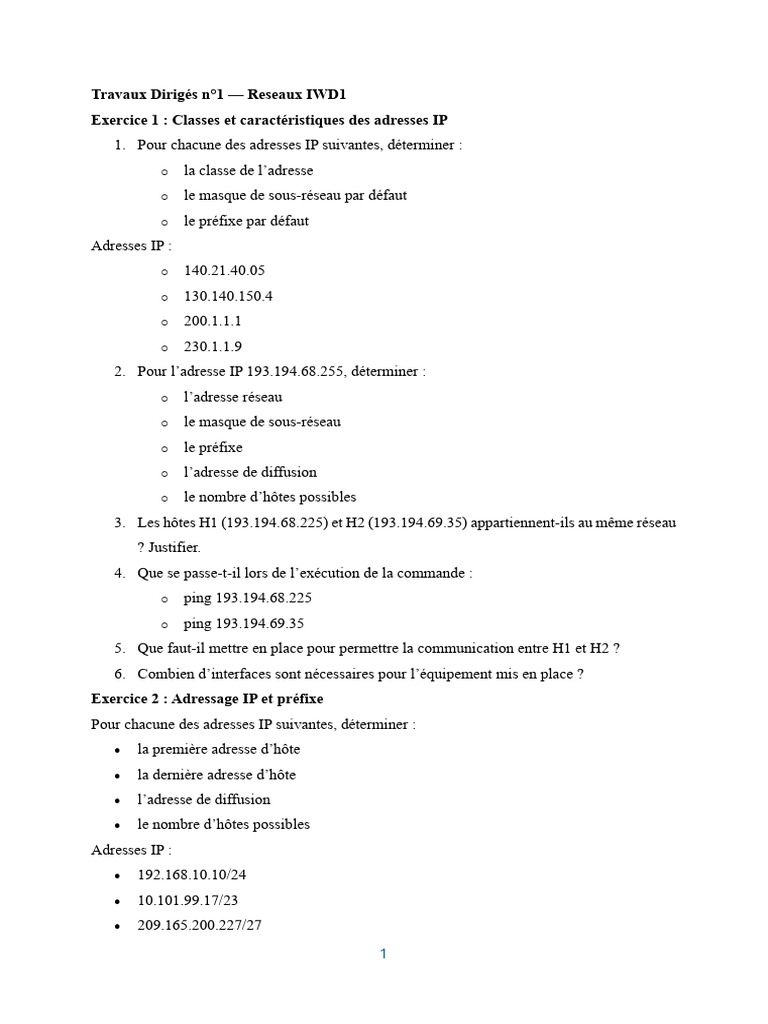Analyse des adresses IP et sous-réseautage | PDF | Adresse IP ...
