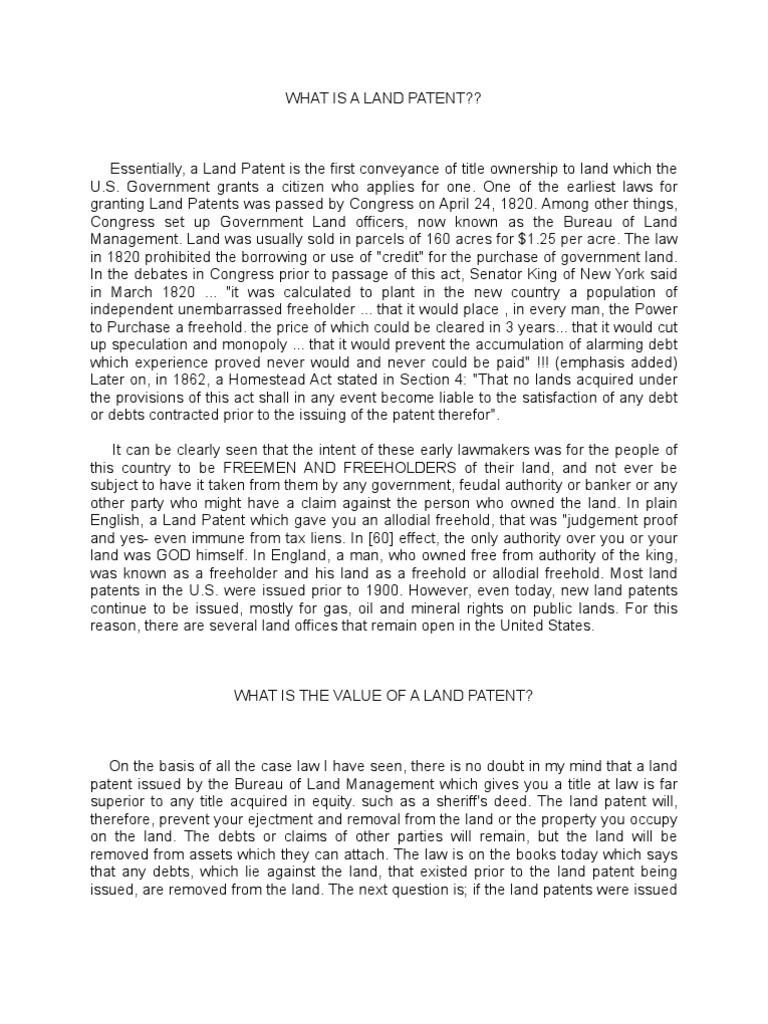 What Is A Land Patent | PDF