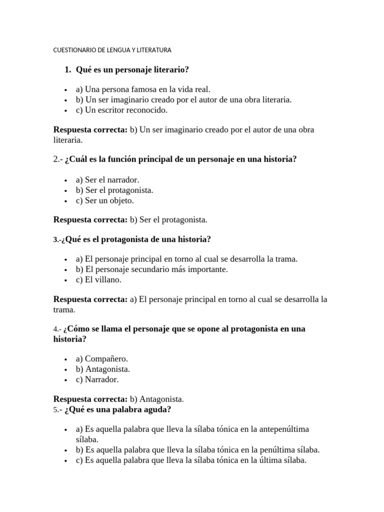 Cuestionario de Lengua y Literatura | PDF | Lingüística