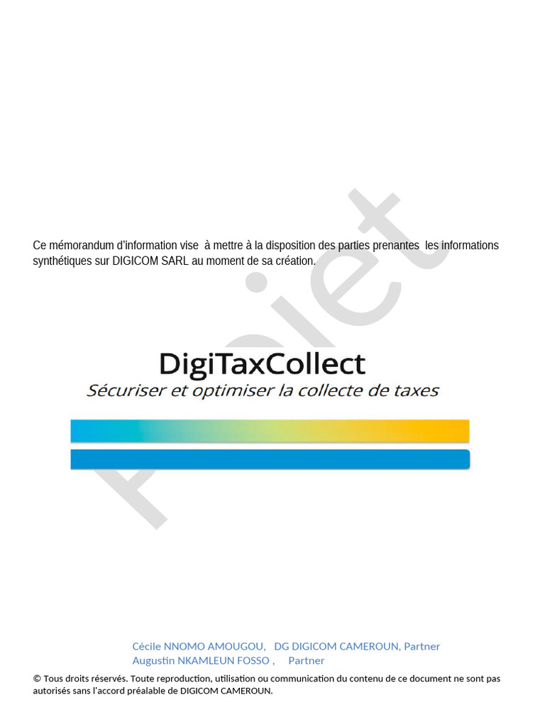 Présentation de DIGICOM SARL au Cameroun | PDF | Banques | Impôts