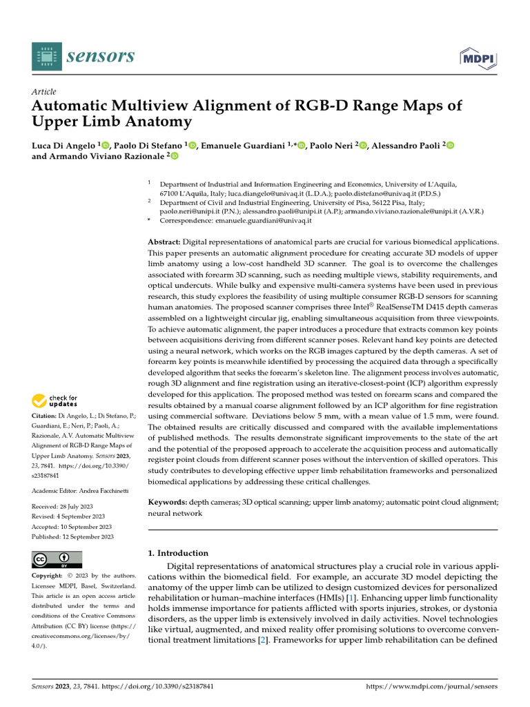Automatic RGB-D Alignment for Forearm 3D Scans | PDF | Applied ...